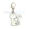 Strassanh�nger Charm Katze Wei� #32b Strass Schmuck Anh�nger
