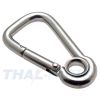 Karabinerhaken asymmetrisch mit Kausche 80mm x 8mm Edelstahl V4A
