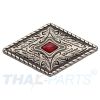 Concho #062 Western Concho Raute 43mm x 25mm Antik Silber Stein Rot Conchos Conc