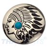 Concho #096 30mm Indiana Kopf Concho Silber Stein Blau Conchos Concha
