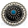 Concho #082 35mm Jumbo Concho Antik Silber Stein Blau Concha