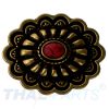 Concho #152 35mm Metal Jumbo Stempel Antik Bronze mit Stein Rot Conchos Concha