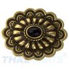 Concho #156 35mm Metal Jumbo Stempel Antik Bronze mit Stein Schwarz Conchos Conc